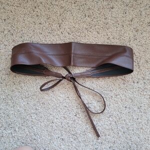 Brown Vegan Leather Wrap Tie Waist Belt NWOT